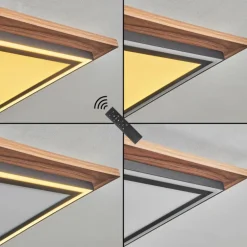 Plafonnier Blandford LED Brun, Couleur bois, Noir, 2 lumières, Télécommandes