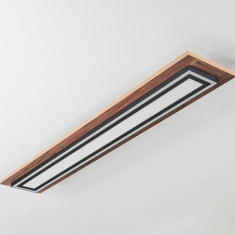 Plafonnier Blandford LED Brun, Couleur bois, Noir, 2 lumières, Télécommandes