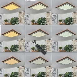 Plafonnier Blandford LED Brun, Couleur bois, 2 lumières, Télécommandes