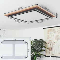 Plafonnier Blandford LED Brun, Couleur bois, 2 lumières, Télécommandes