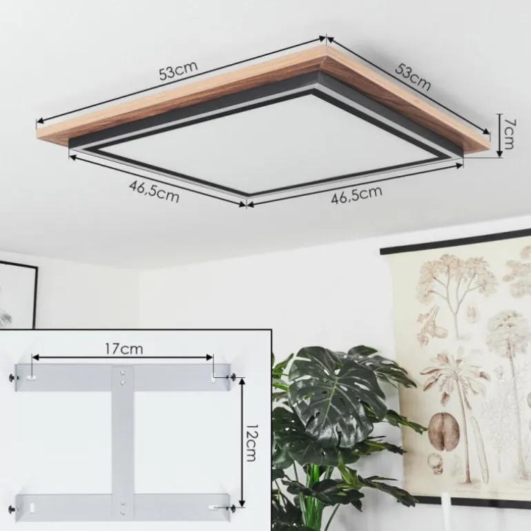 Plafonnier Blandford LED Brun, Couleur bois, 2 lumières, Télécommandes