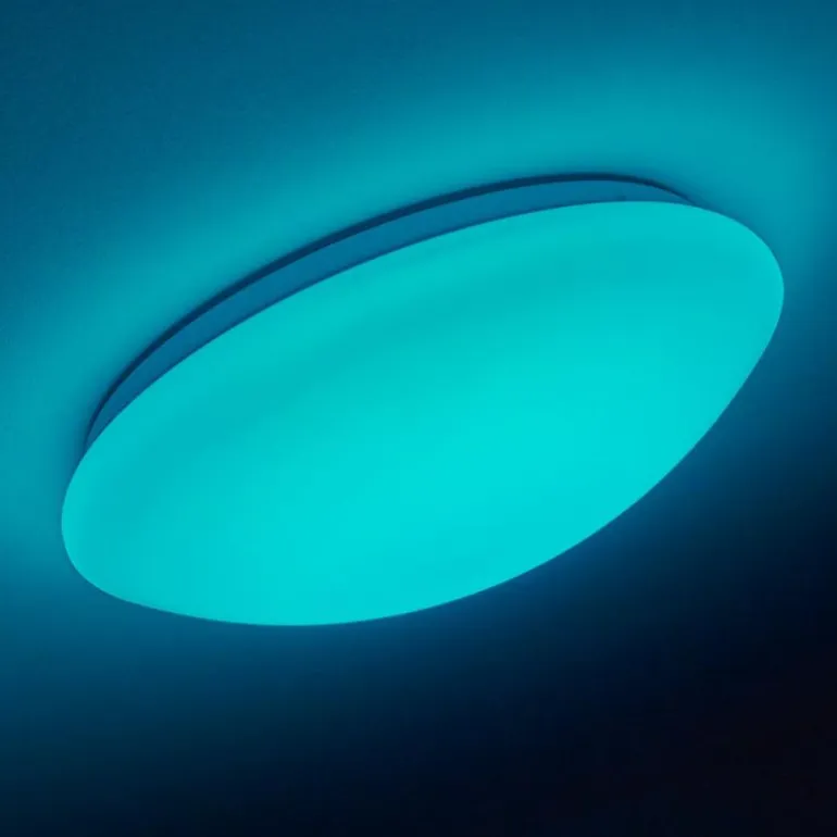 Plafonnier Brighton LED Blanc, 1 lumière, Télécommandes, Changeur de couleurs