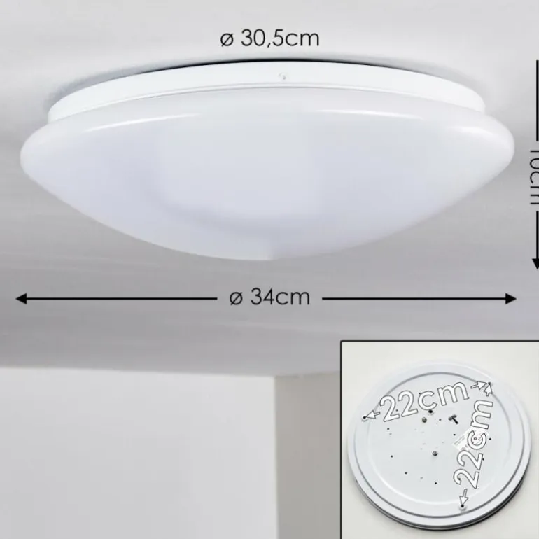 Plafonnier Brighton LED Blanc, 1 lumière, Télécommandes, Changeur de couleurs