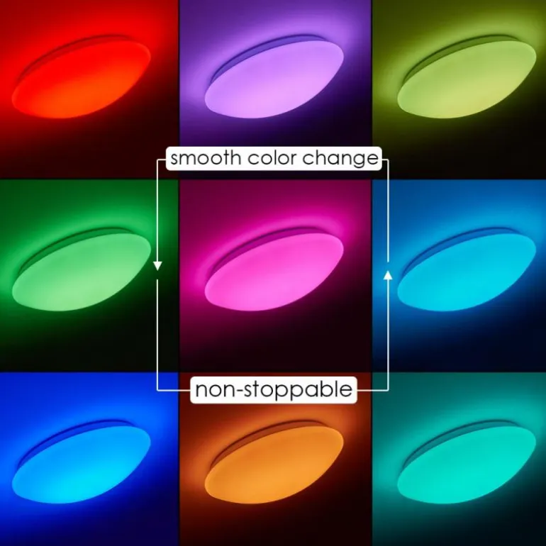 Plafonnier Brighton LED Blanc, 1 lumière, Télécommandes, Changeur de couleurs