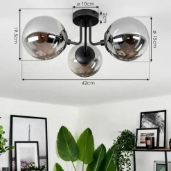 Plafonnier Cabalonga Noir, 3 lumières