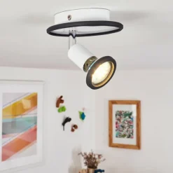Plafonnier Cabri LED Chrome, Noir, Blanc, 1 lumière