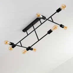 Plafonnier Cahaba Noir, 8 lumières