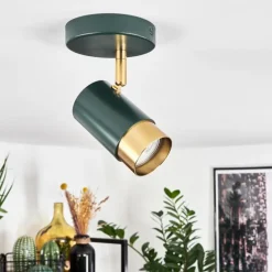 Plafonnier Campanas Vert, Laiton, 1 lumière