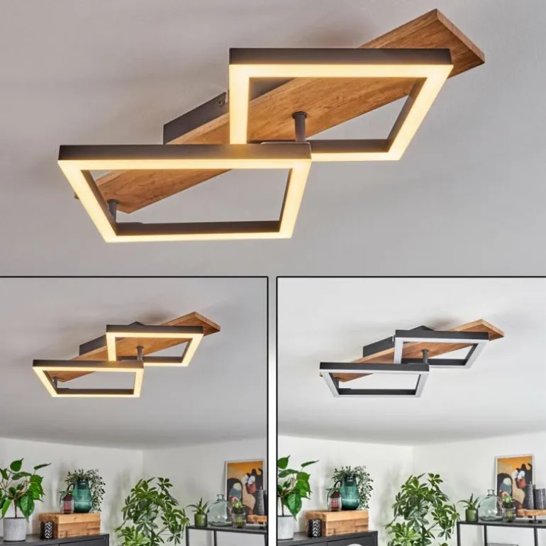 Plafonnier Cascada Brun, Couleur bois, Noir, 1 lumière
