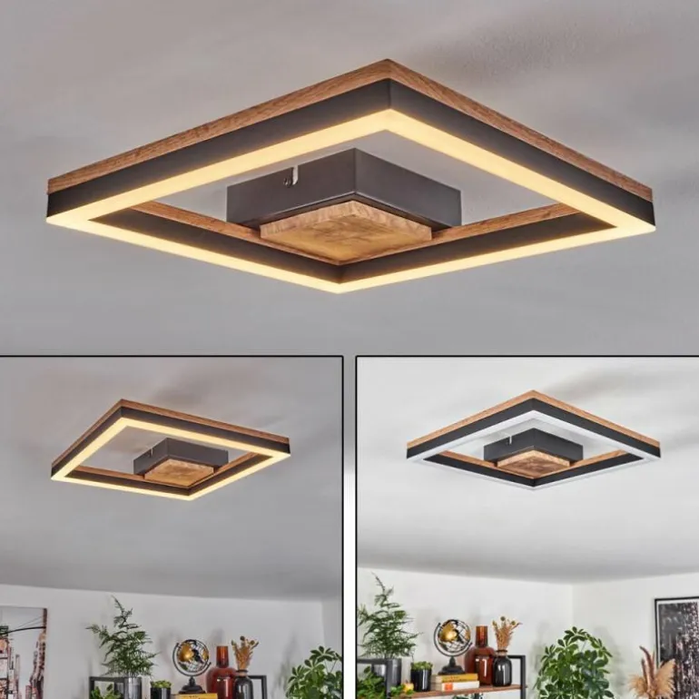 Plafonnier Cascada LED Brun, Couleur bois, Noir, 1 lumière