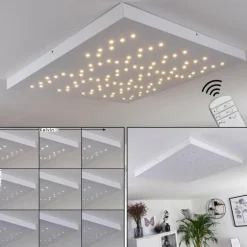 Plafonnier Cetara LED Gris, 1 lumière, Télécommandes, Changeur de couleurs