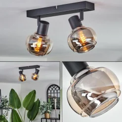 Plafonnier Cevio Noir, 2 lumières