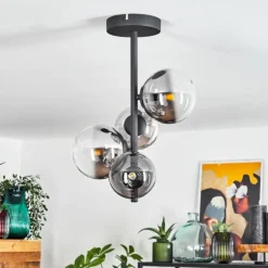 Plafonnier Chehalis Noir, 4 lumières
