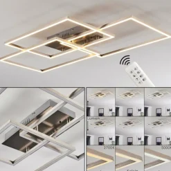 Plafonnier Cheka LED Aluminium, 3 lumières, Télécommandes