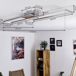 Plafonnier Cheka LED Brun, Nickel mat, 2 lumières, Télécommandes