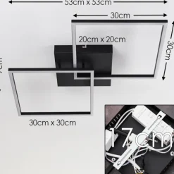 Plafonnier Cheka LED Noir, 2 lumières, Télécommandes