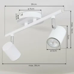 Plafonnier Chennai LED Chrome, Blanc, 2 lumières