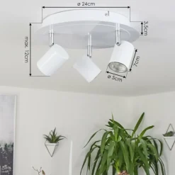 Plafonnier Chennai LED Chrome, Blanc, 3 lumières