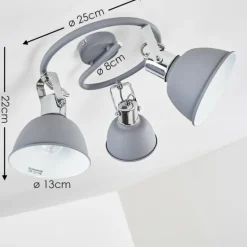 Plafonnier Dompierre Gris, Blanc, 3 lumières
