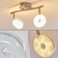 Plafonnier Donot LED Nickel mat, 2 lumières