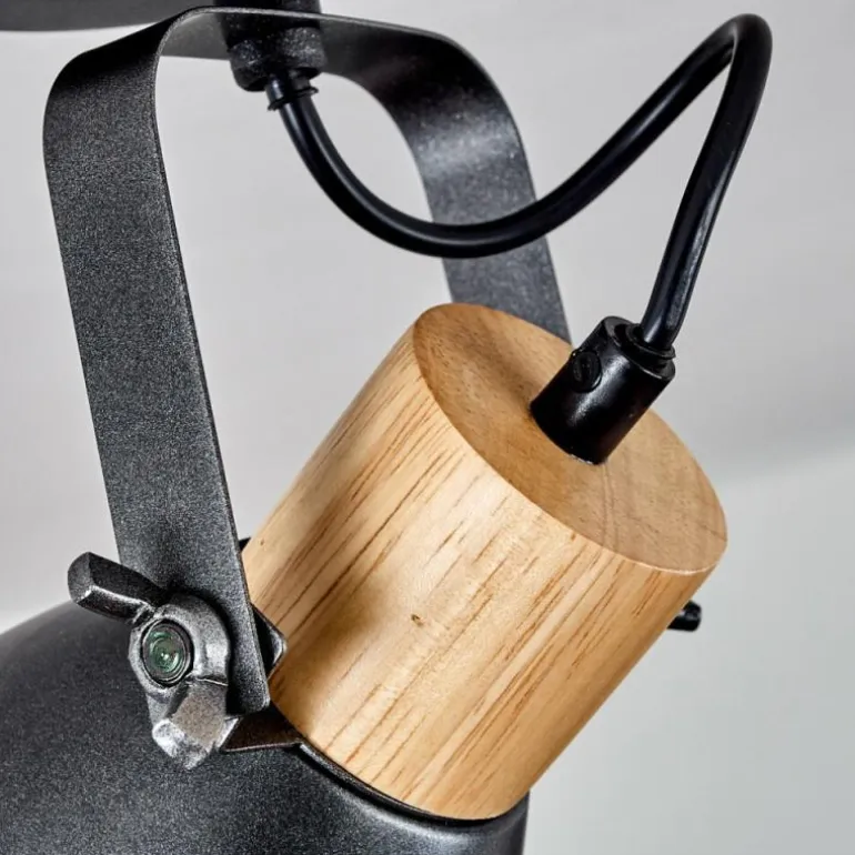 Plafonnier Elm Anthracite, Bois clair, 1 lumière