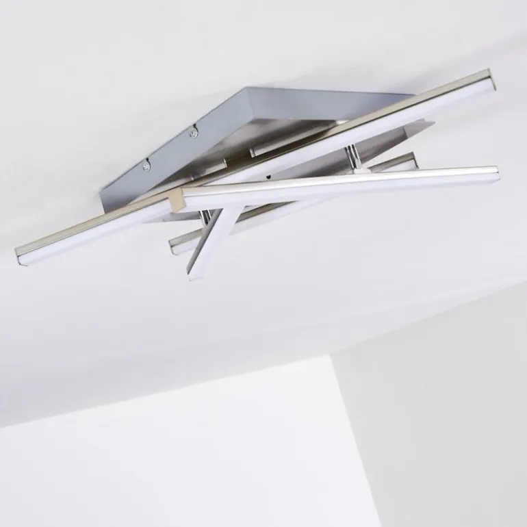 Plafonnier Eriz LED Nickel mat, 4 lumières, Télécommandes, Changeur de couleurs