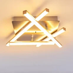 Plafonnier Eriz LED Nickel mat, 4 lumières, Télécommandes, Changeur de couleurs