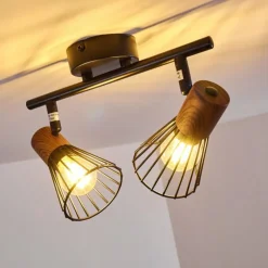 Plafonnier Errested Bois foncé, Noir, 2 lumières