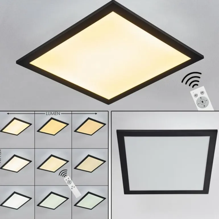 Plafonnier Essaouira LED Noir, 1 lumière, Télécommandes