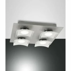 Plafonnier Fabas Luce Desus LED Nickel mat, 4 lumières