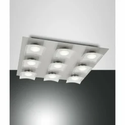 Plafonnier Fabas Luce Desus LED Nickel mat, 9 lumières