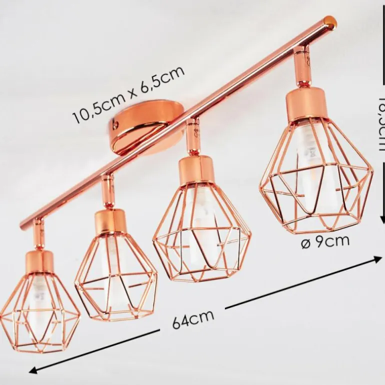 Plafonnier Ferrand LED Cuivre, 4 lumières