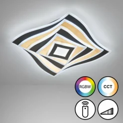 Plafonnier Fischer & Honsel Hero LED Noir, 1 lumière, Télécommandes, Changeur de couleurs