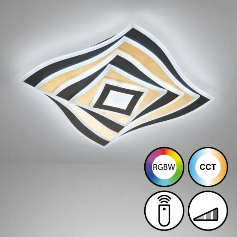 Plafonnier Fischer & Honsel Hero LED Noir, 1 lumière, Télécommandes, Changeur de couleurs
