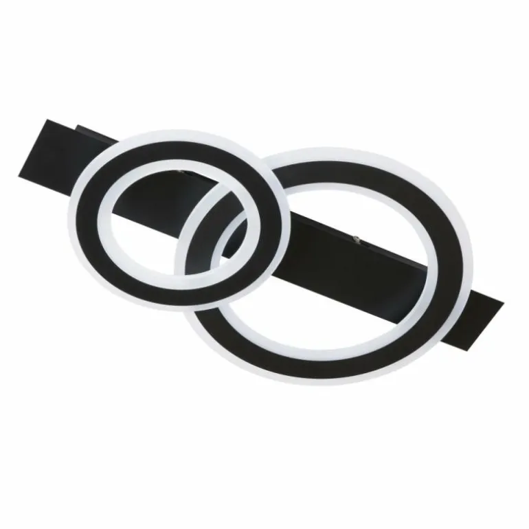 Plafonnier Fischer & Honsel Circle LED Noir, 1 lumière, Télécommandes