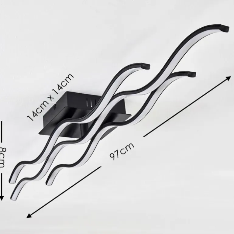 Plafonnier Flow LED Noir, 2 lumières