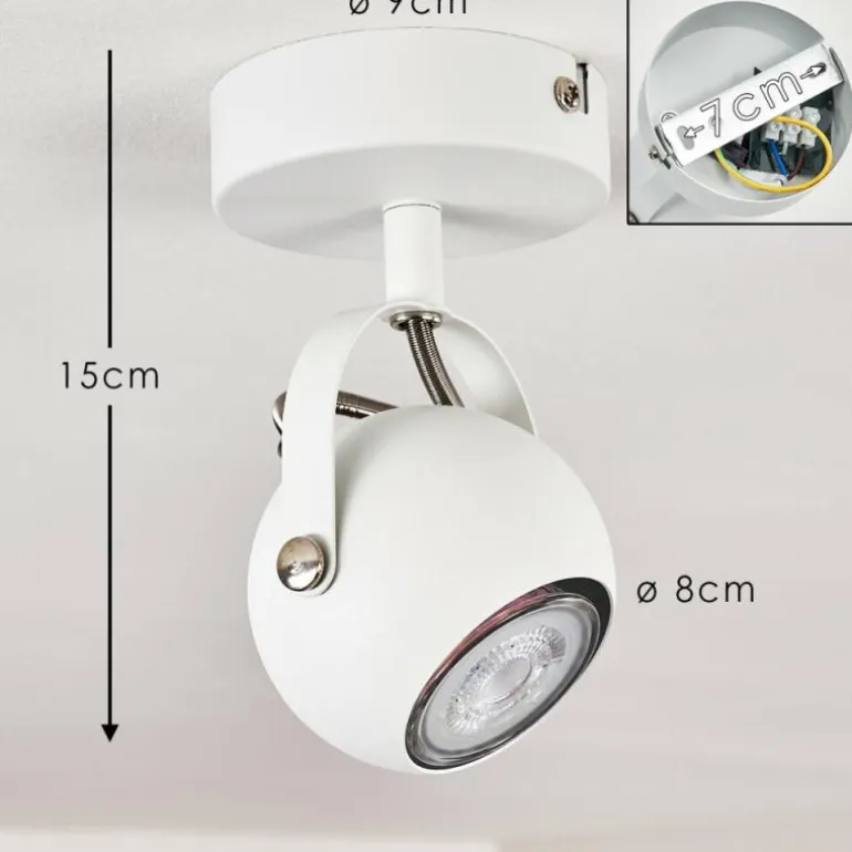 Plafonnier Gadmen Chrome, Blanc, 1 lumière