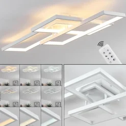 Plafonnier Ghana LED Blanc, 4 lumières, Télécommandes, Changeur de couleurs