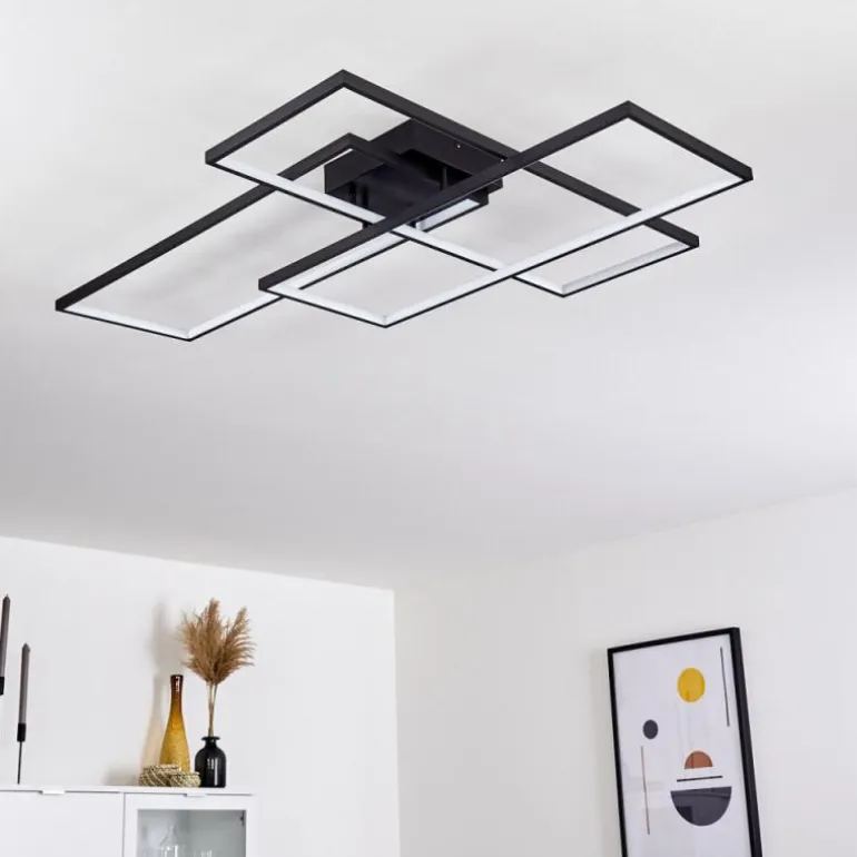 Plafonnier Ghana LED Noir, 1 lumière, Télécommandes