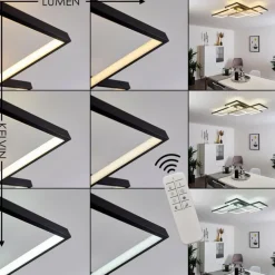 Plafonnier Ghana LED Noir, 1 lumière, Télécommandes