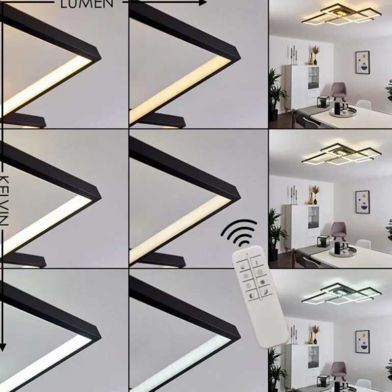Plafonnier Ghana LED Noir, 1 lumière, Télécommandes
