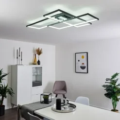 Plafonnier Ghana LED Noir, 1 lumière, Télécommandes
