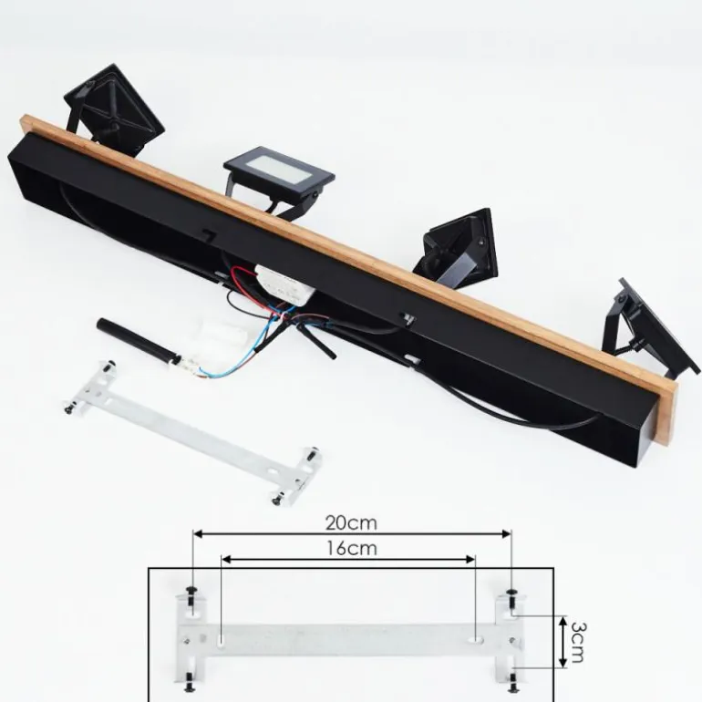 Plafonnier Giresta LED Bois foncé, Noir, 4 lumières