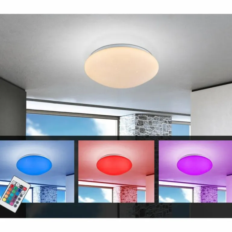Plafonnier Globo Atreju I LED Blanc, 1 lumière, Télécommandes, Changeur de couleurs