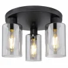 Plafonnier Globo HADERA Noir, 3 lumières