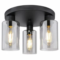 Plafonnier Globo HADERA Noir, 3 lumières
