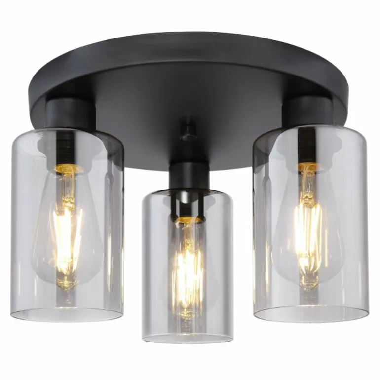 Plafonnier Globo HADERA Noir, 3 lumières