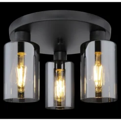 Plafonnier Globo HADERA Noir, 3 lumières
