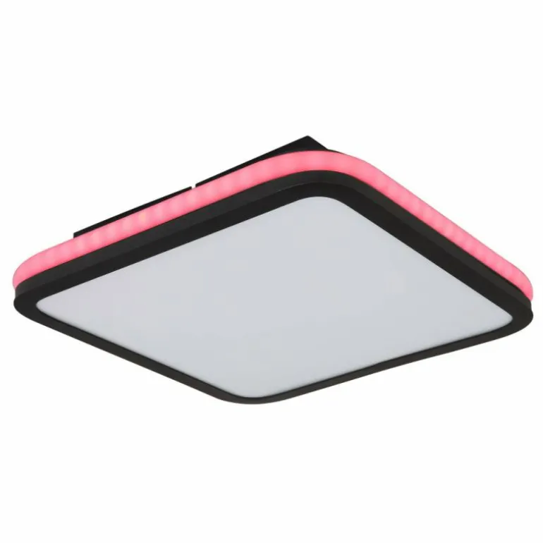 Plafonnier Globo JAXXI LED Noir, 2 lumières, Télécommandes, Changeur de couleurs