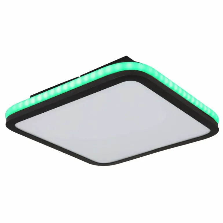 Plafonnier Globo JAXXI LED Noir, 2 lumières, Télécommandes, Changeur de couleurs